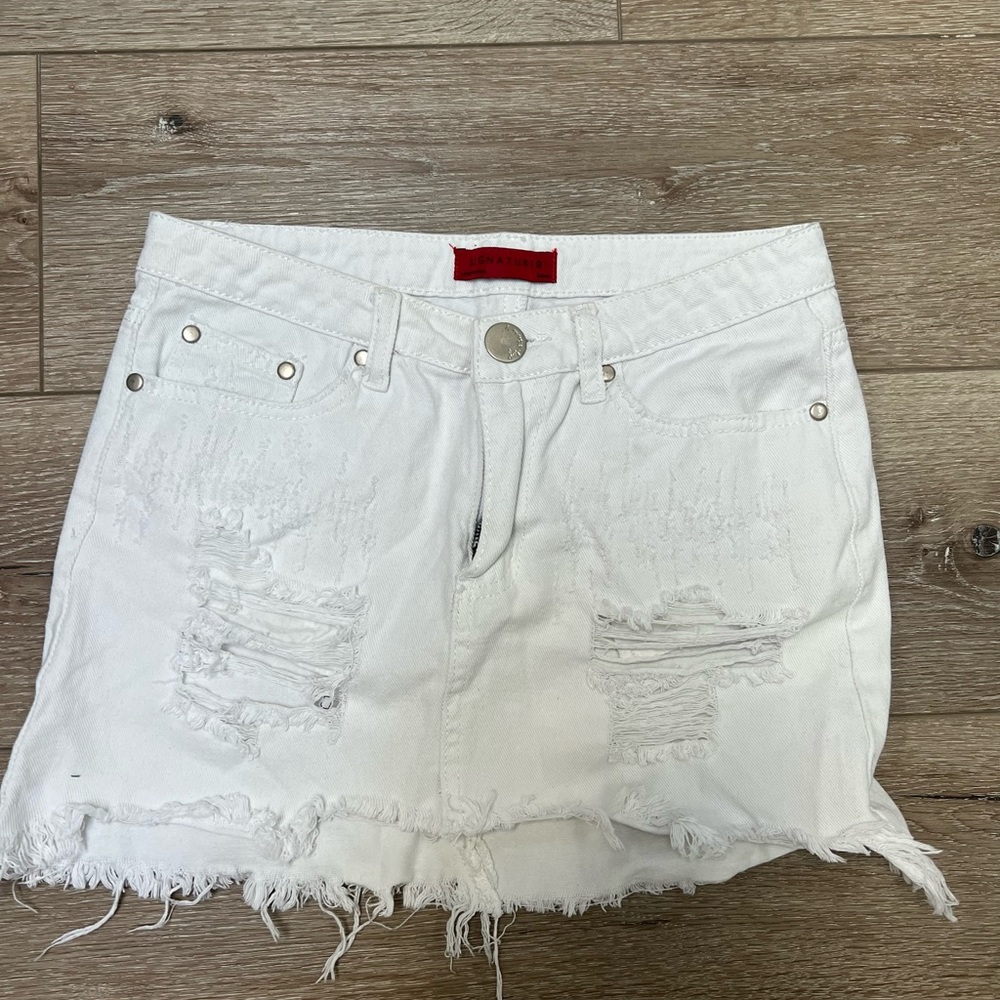 White jean skirt